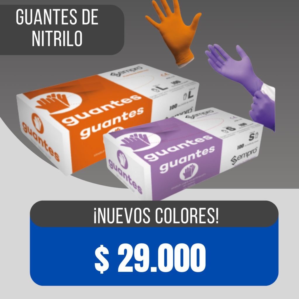 Guantes de nitrilo color morado y azul