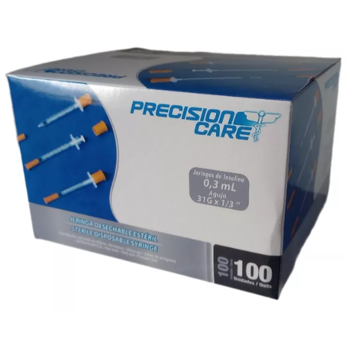 Jeringas de insulina 0.3 ml marca precision care