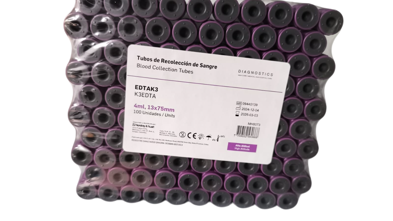 Tubos de recoleccion de sangre tapa lila